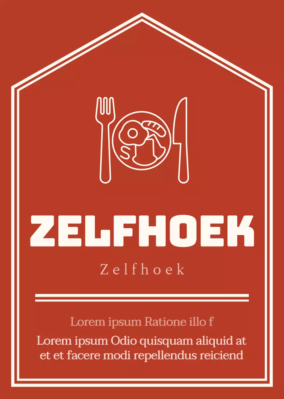 Eenvoudige, emotionele pijl-lay-outstijl in rood en lichtgeel met aanwijzingen naar de zelfhoek