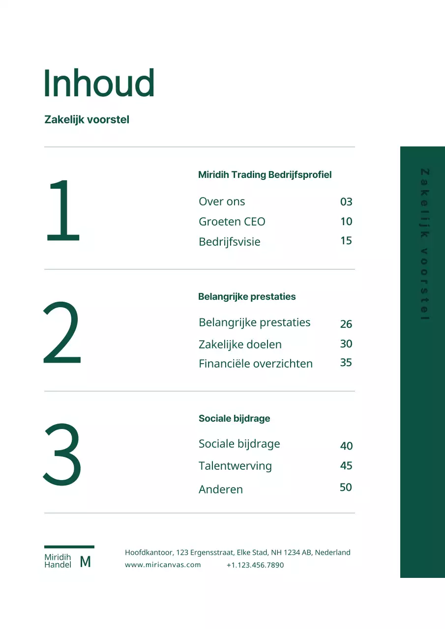 Eenvoudig, groen, typografisch zakelijk voorstel