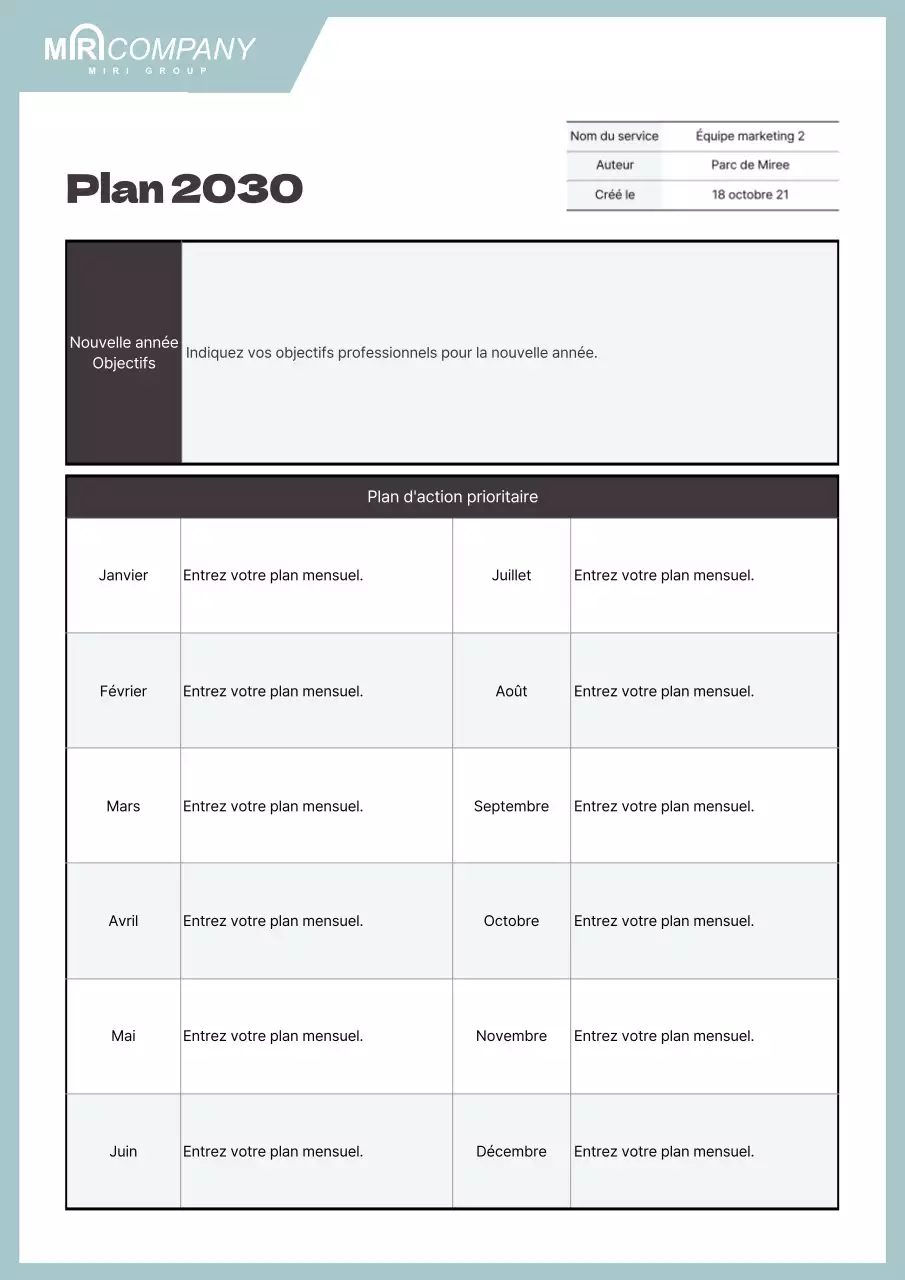 Un agenda propre pour la nouvelle année, en menthe et noir