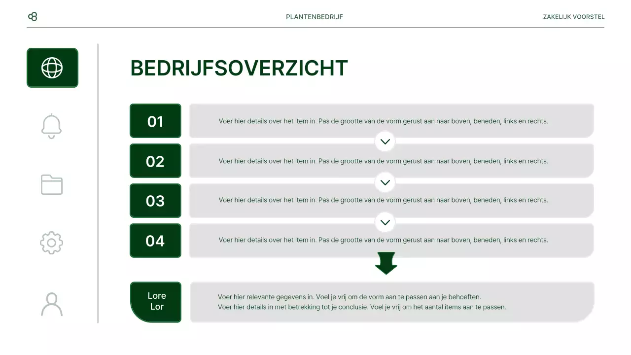Zakelijk zakelijk voorstel in wit en groen natuurlijk bladconcept