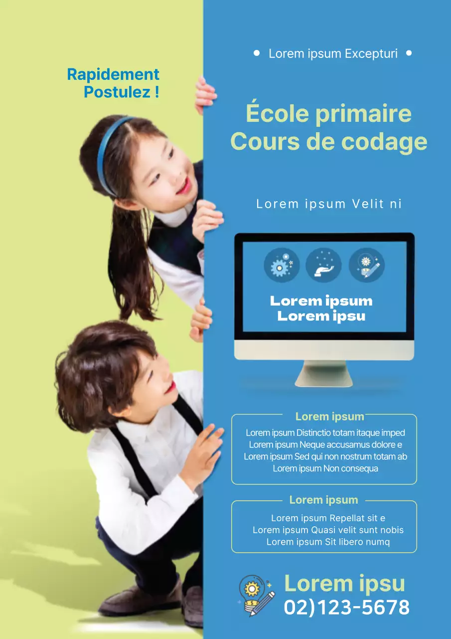 Faites la promotion de votre école de codage en mettant l'accent sur les photos bleues et vertes.