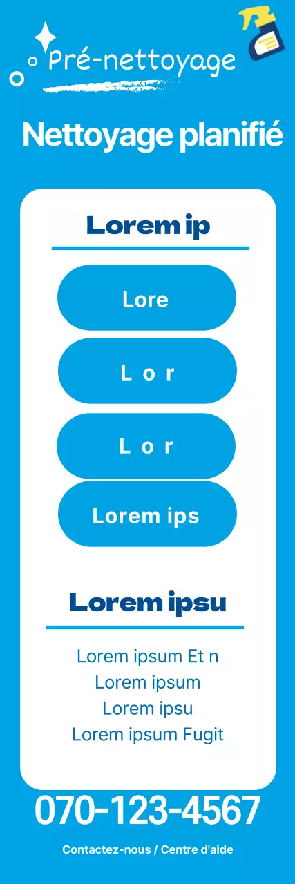 Illustration bleue faisant la promotion d'un service de nettoyage soigné