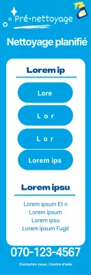 Illustration bleue faisant la promotion d'un service de nettoyage soigné