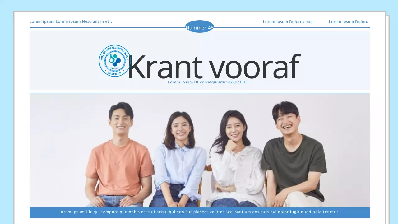 Lichtblauwe eenvoudige universiteit diverse informatie introductiekrant