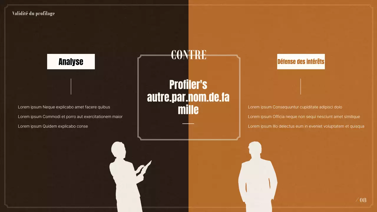 Présentation sur le profilage psychologique criminel en noir et beige