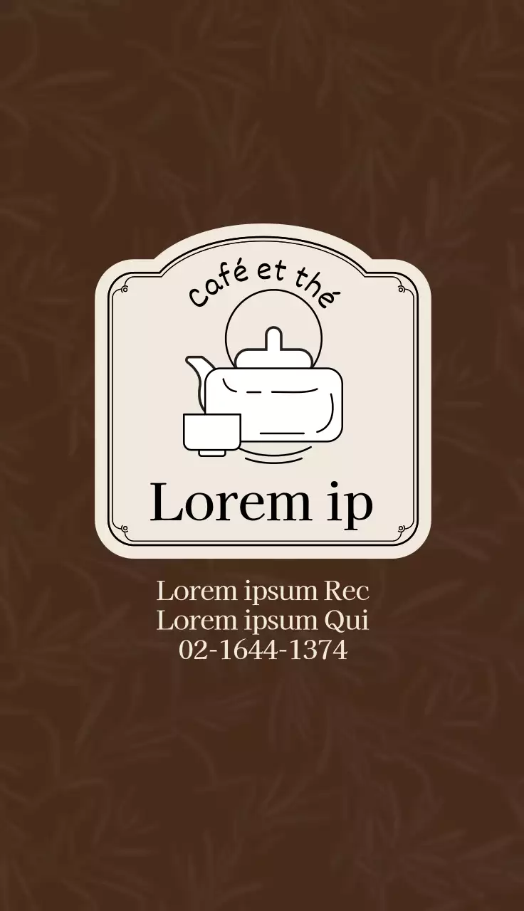 Illustration marron-abricot logo café thé carte de visite