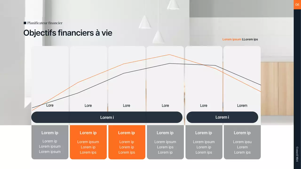 Conseil financier en orange et gris
