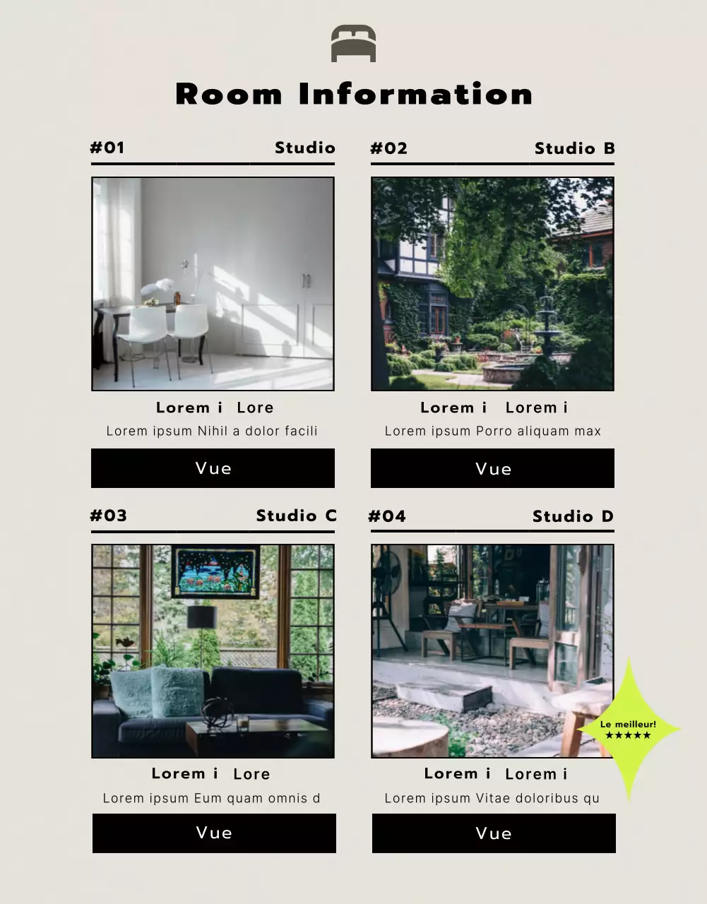 En savoir plus sur les locations de studios dans les tons noir et beige