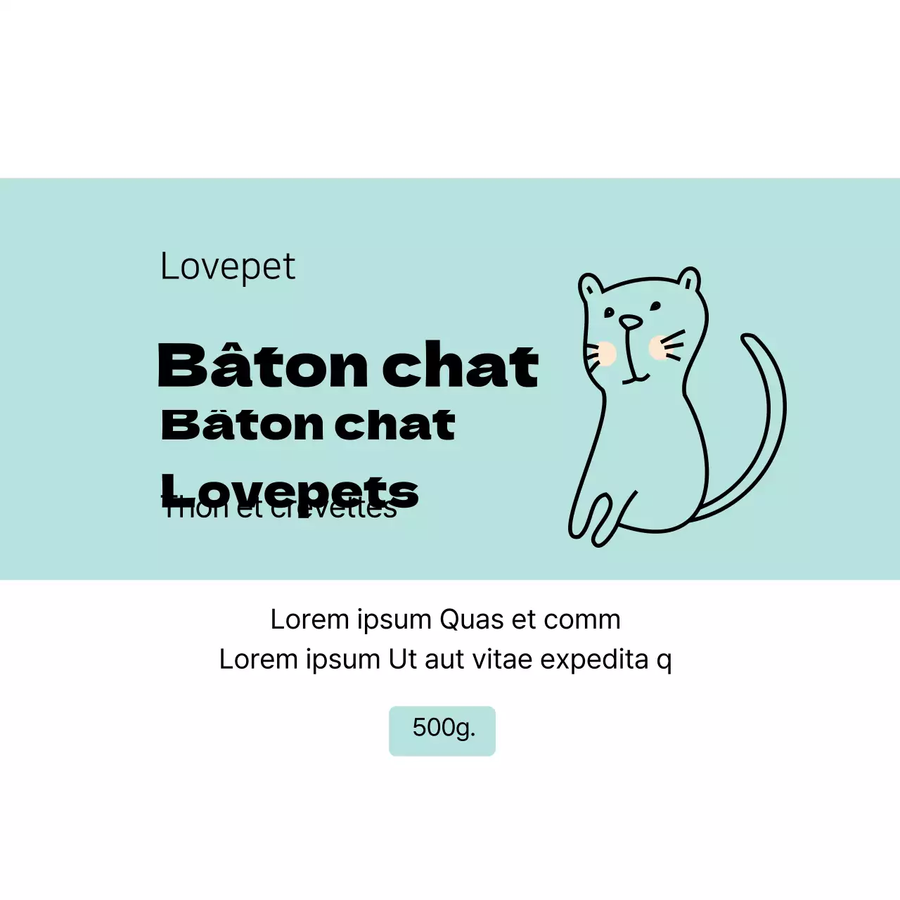 Étiquette soignée pour animaux de compagnie avec illustration bleu clair