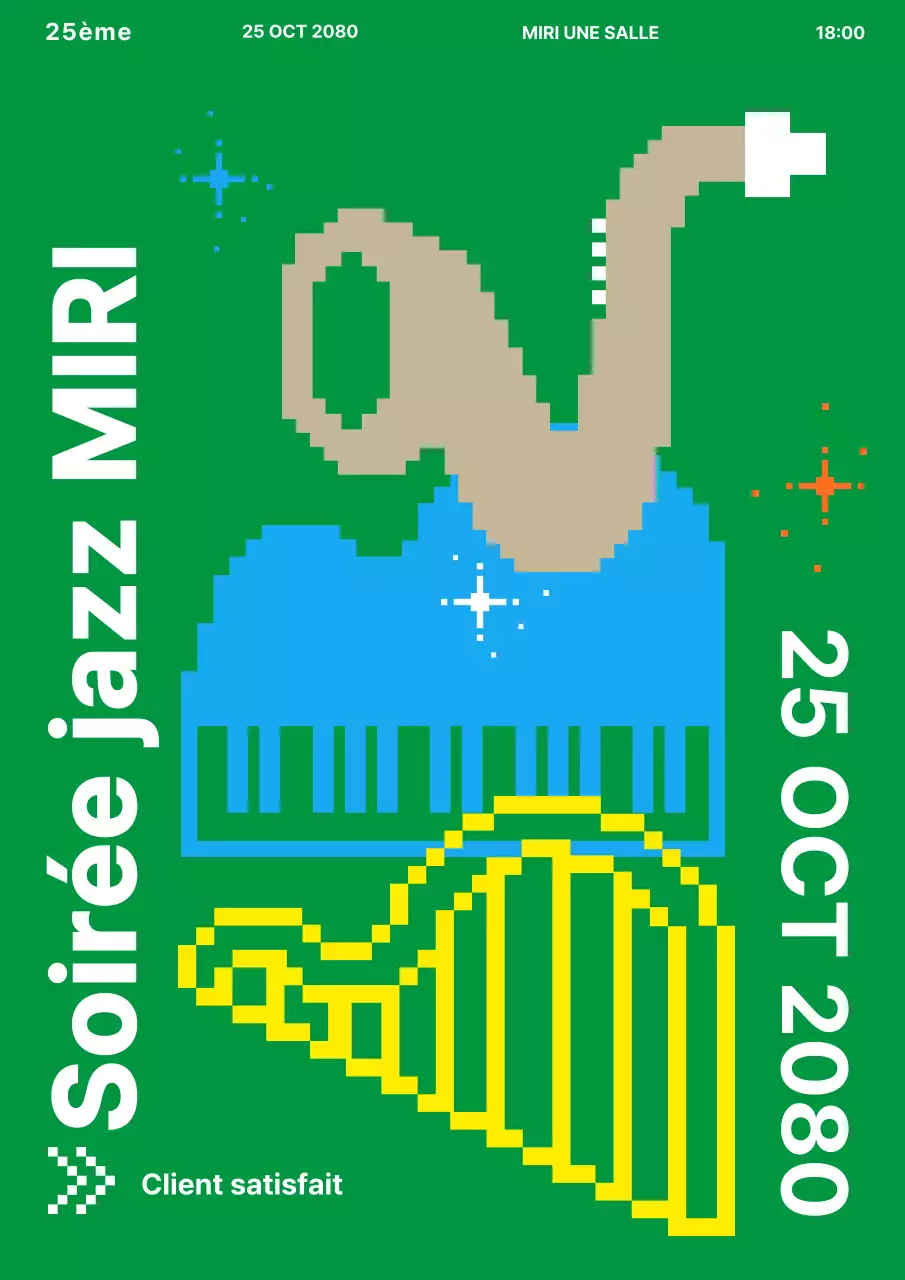 Green Pixel Art Cute Jazz Festival Performance