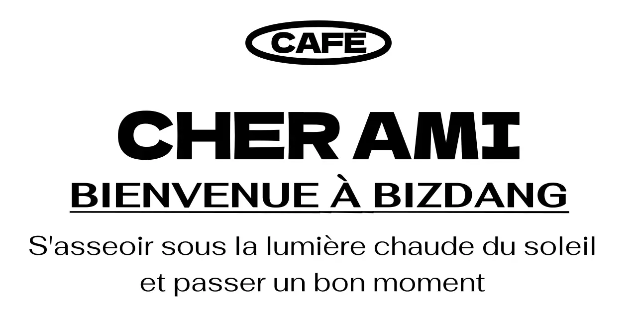 Style simple, branché, avec beaucoup de texte en noir et blanc pour les promotions et les marchandises des cafés.