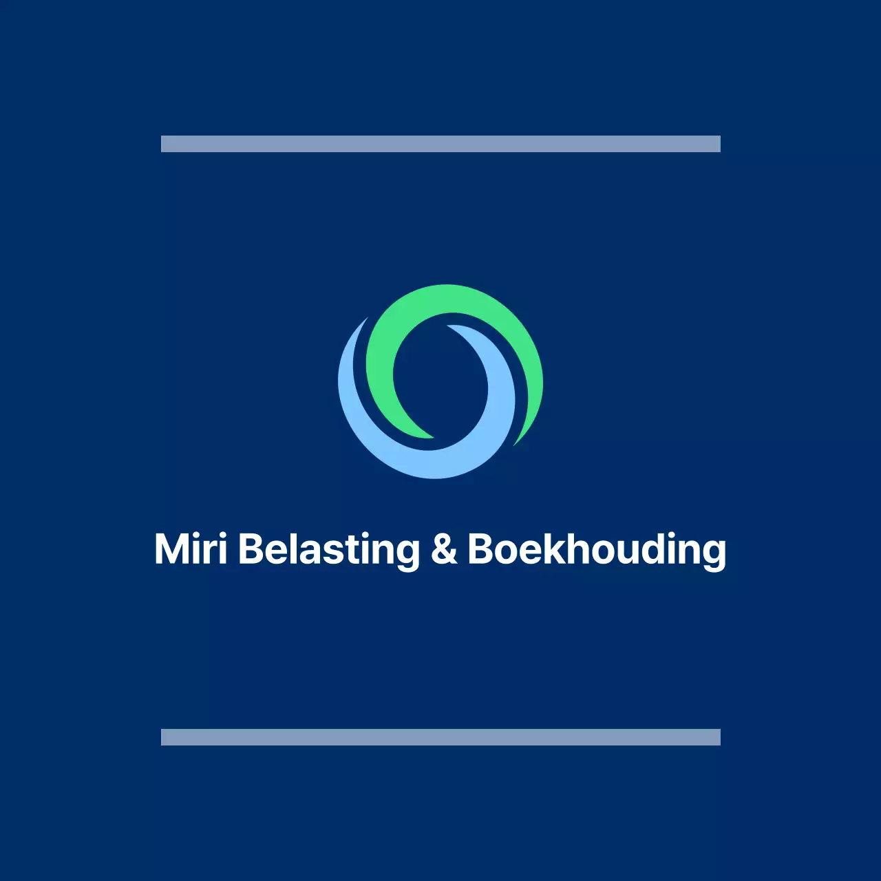 Marineblauwe vlag met het logo en de naam van het belasting- en boekhoudkantoor.