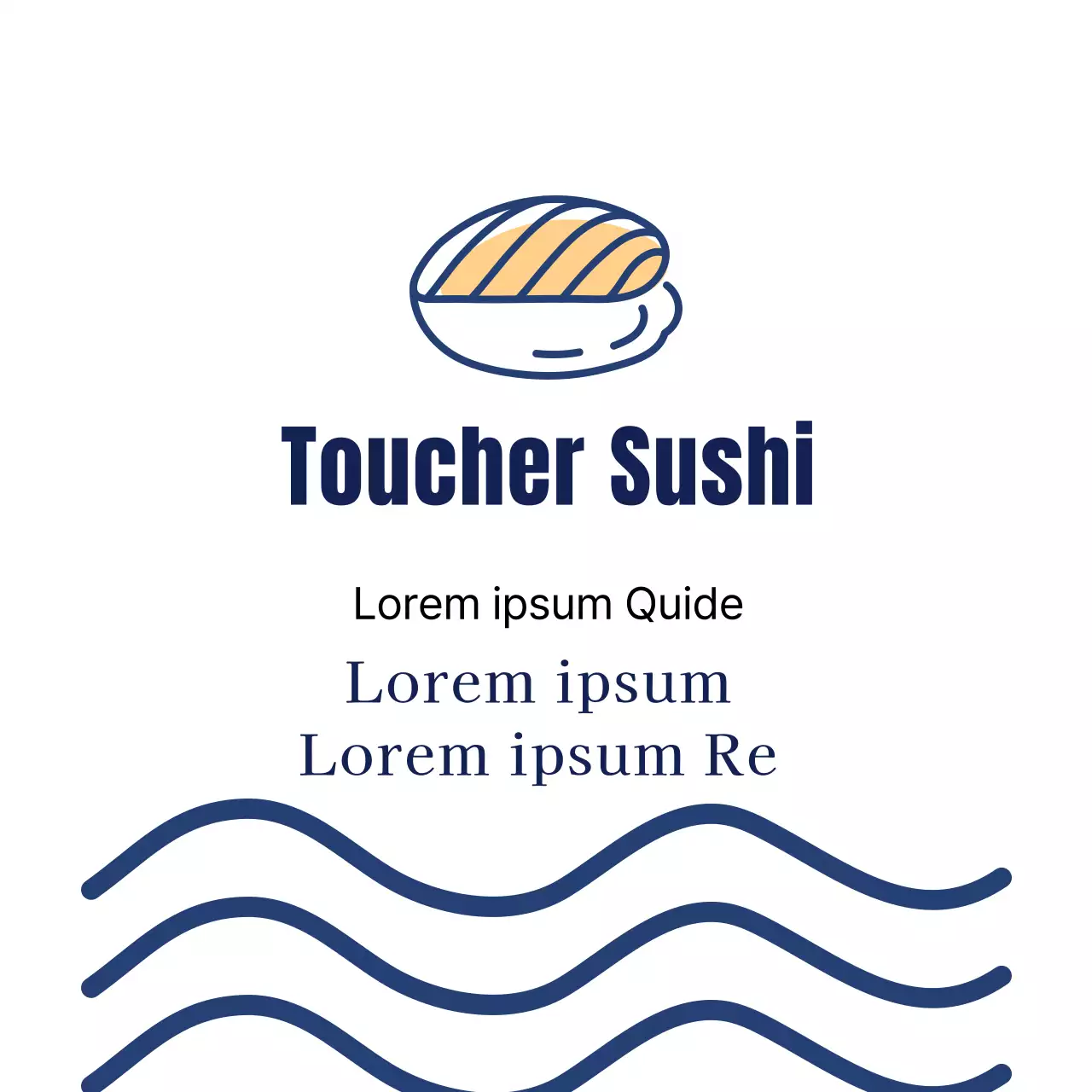 Illustration bleue étiquette simple de restaurant sushi