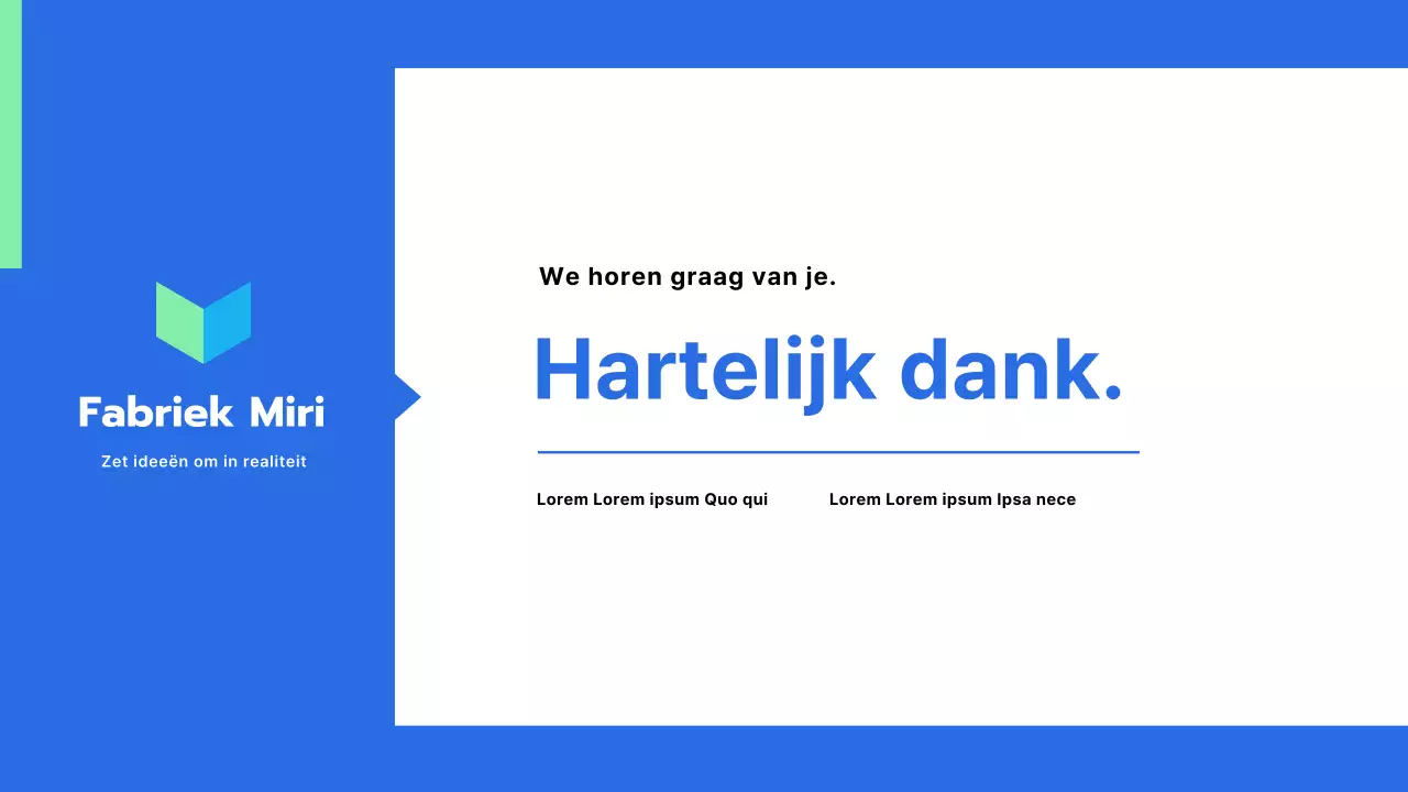 Presentatie uitbestede productiediensten in blauwe mintkleur