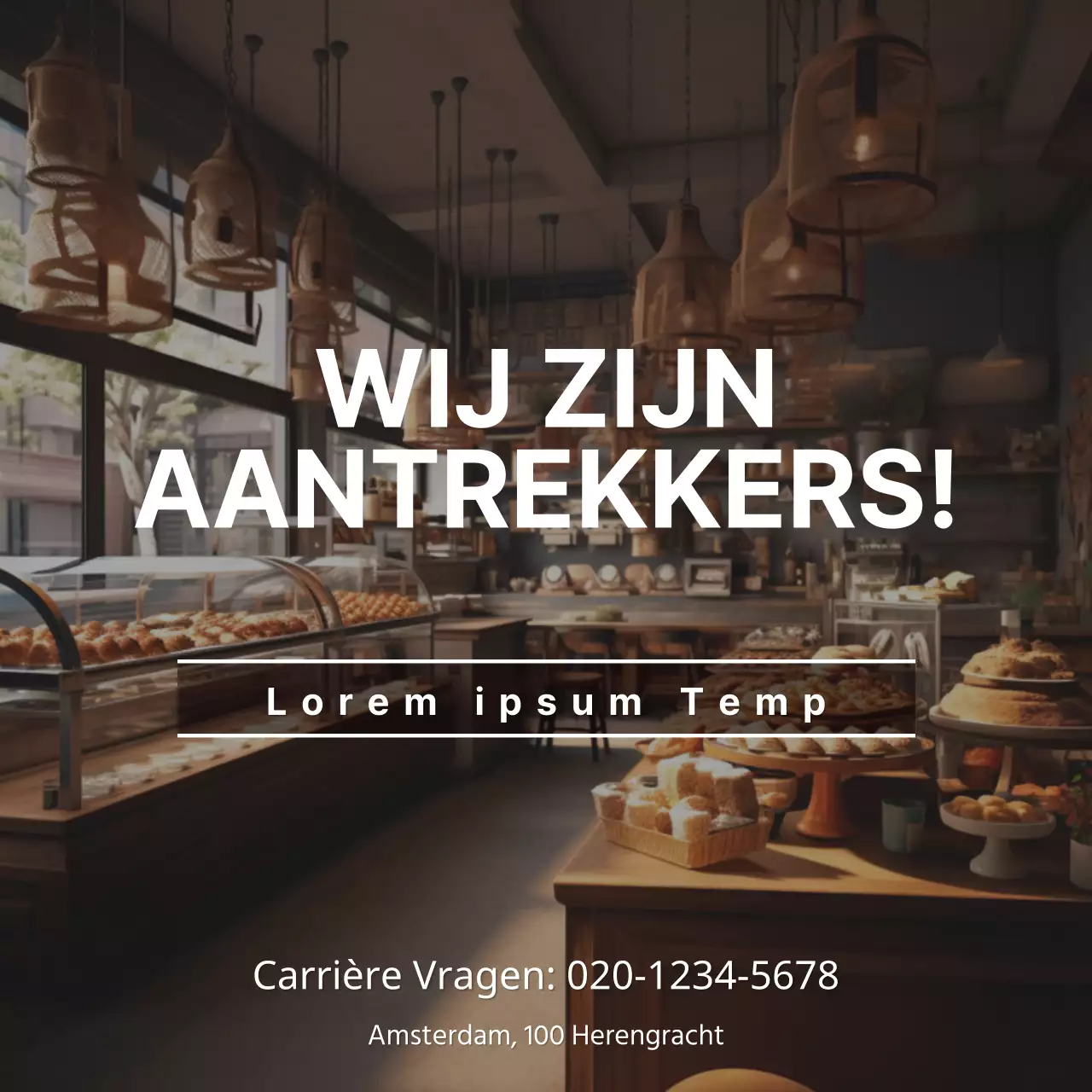 Bruine, warme, bakkerijachtige sfeer personeelsvacature V1