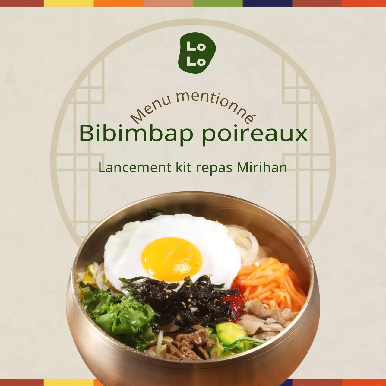 Promotion du lancement d'un nouveau menu dans les tons beige et vert