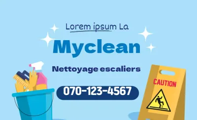 Illustration bleue faisant la promotion d'un service de nettoyage soigné