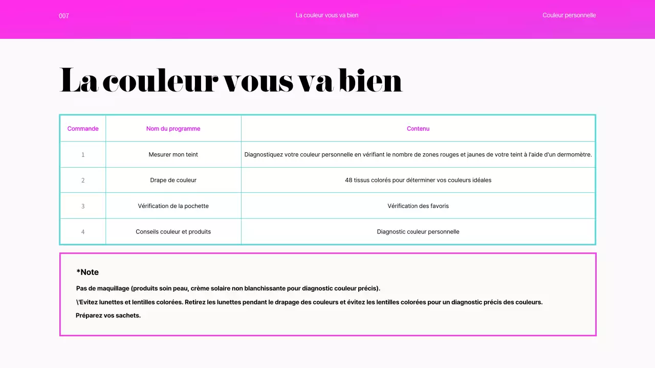 Un arc-en-ciel de couleurs personnelles pour les présentations