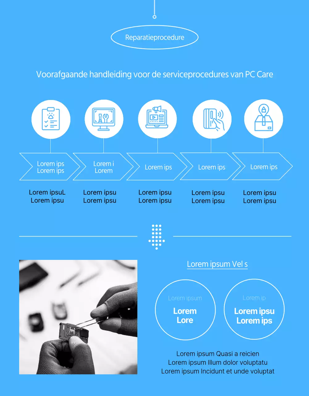 Promoot je productreparatiecentra en diensten met een strakke, blauwe look