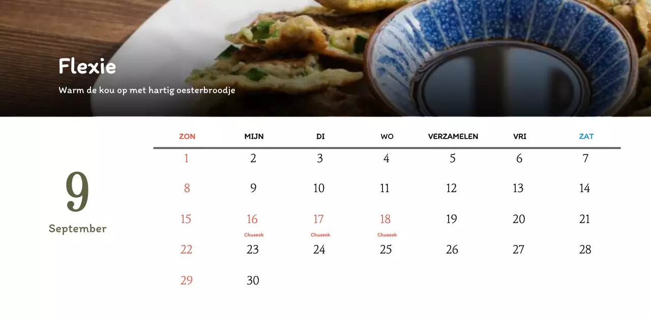 Traditioneel Koreaans restaurant concept coupon kalender in beige en bruin