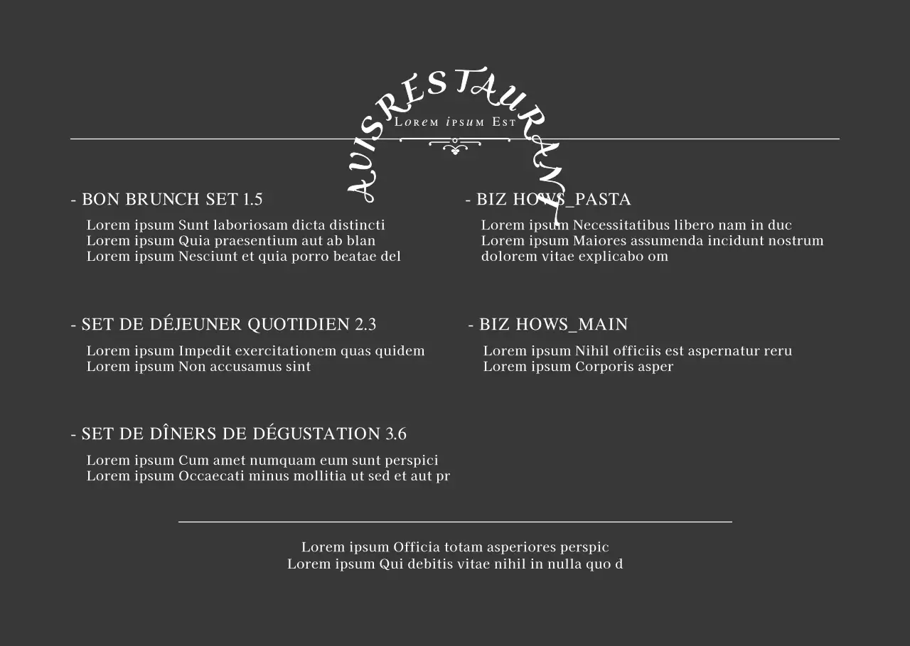 Un restaurant au concept simple, en noir et blancPlanification des menus et fixation des prix