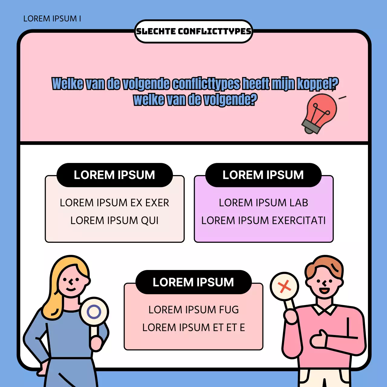 Promoot een kliniek voor relatietherapie met mooie roze en blauwe illustraties