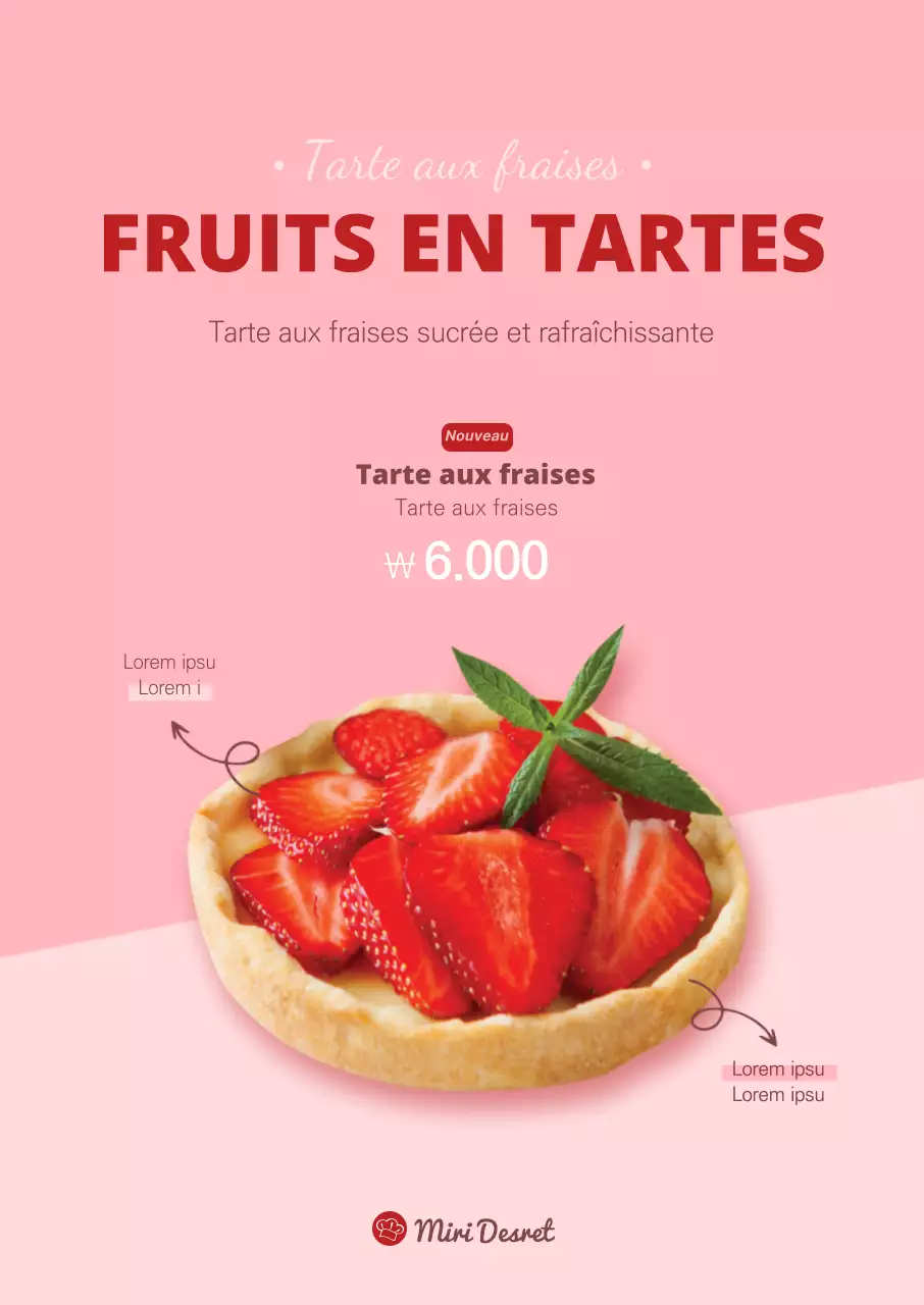 Poster de tarte aux fraises en rose