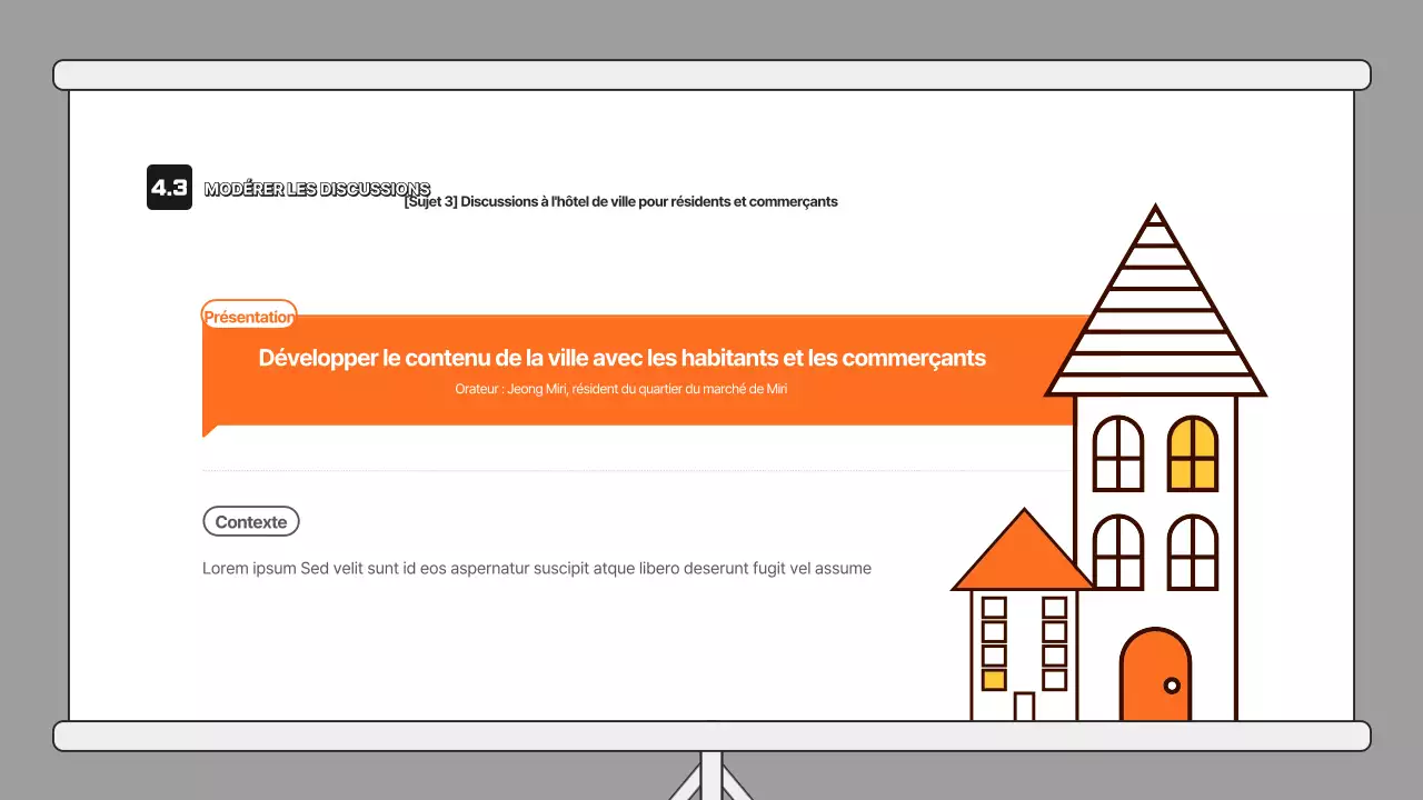 Présentation de la discussion avec illustration orange