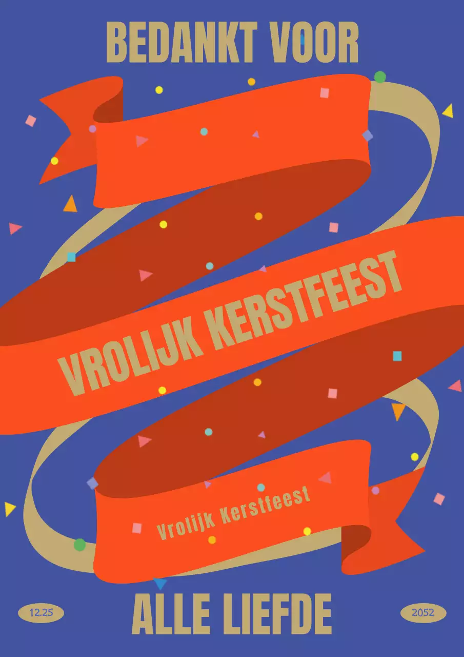 Kerstboodschapkaart in blauw en rood