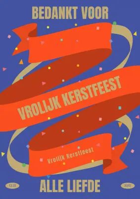 Kerstboodschapkaart in blauw en rood