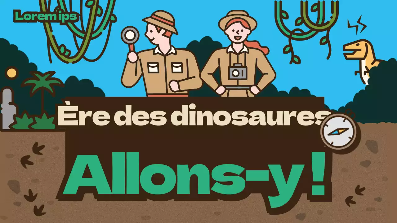 Équipe d'exploration brune Concept Dinosaure mignon Illustration Science Temps