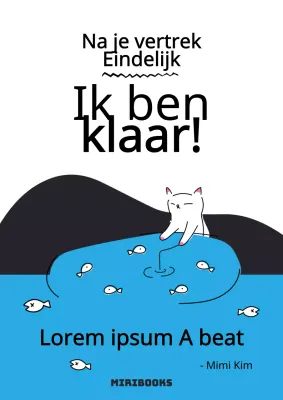 Cat visserij concept exit essay met witte en lichtblauwe achtergrond