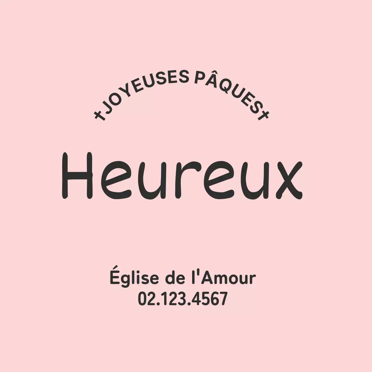 Etiquette de Pâques de l'église avec lettres roses