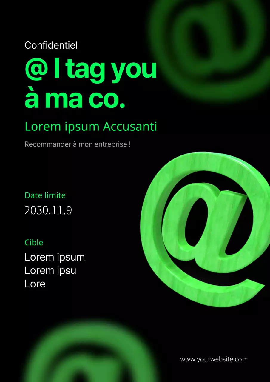 Affiche verticale de bureau de présentation des talents, vert lime fluorescent et noir