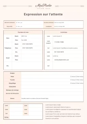 Modèle de contrat de studio de mariage marron à lignes épurées