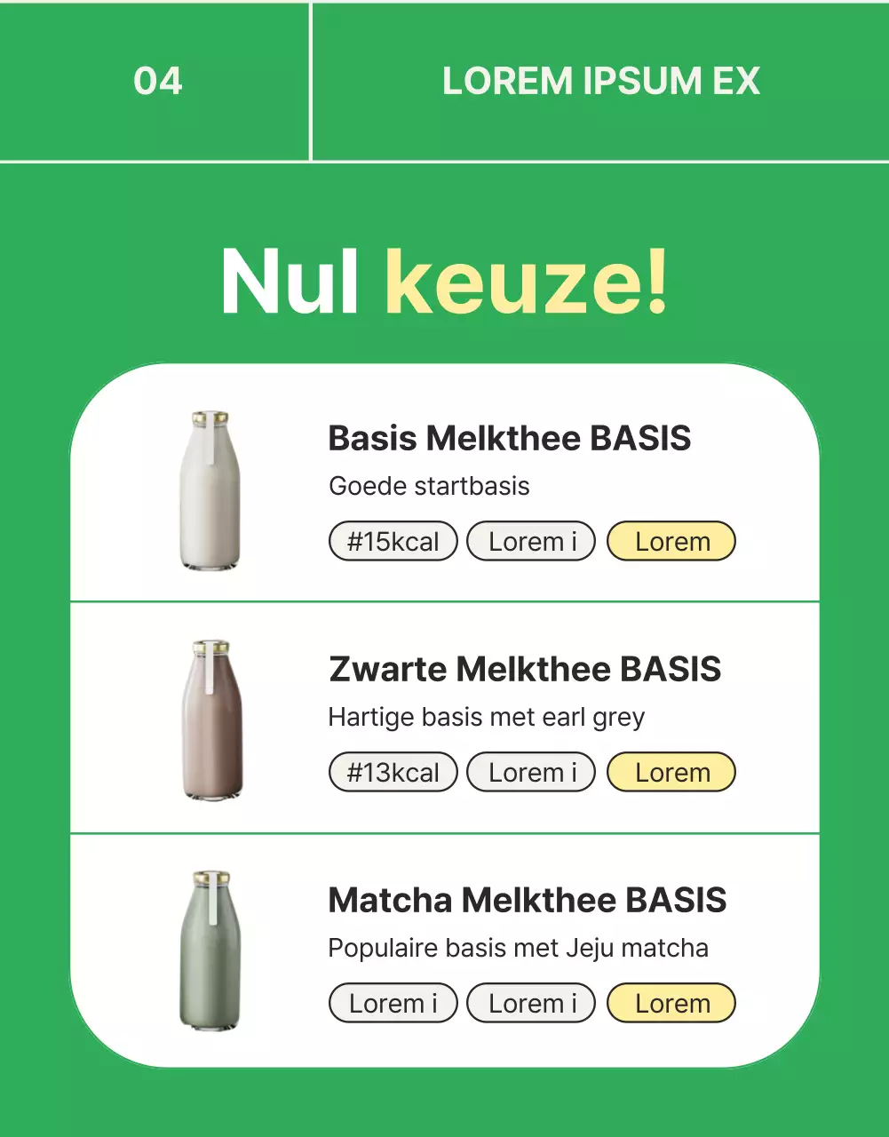 Bevorder groene, eenvoudige nul-melk thee