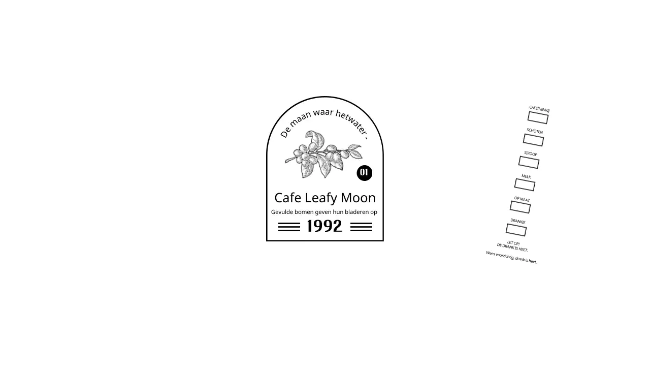 Promoot en informeer je café met een helder, zwart-wit embleemlogo