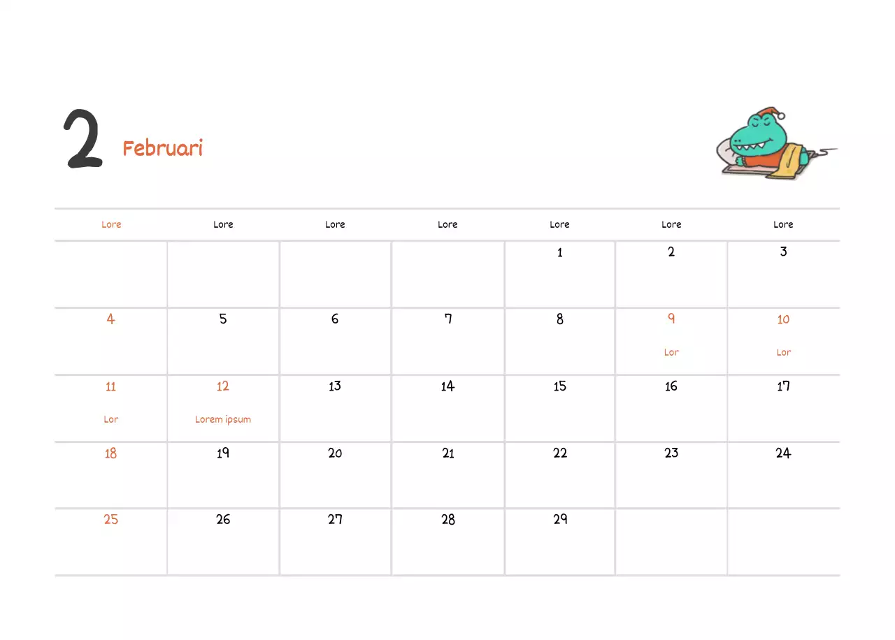 Een kalender met een schattig Argo-illustratieconcept