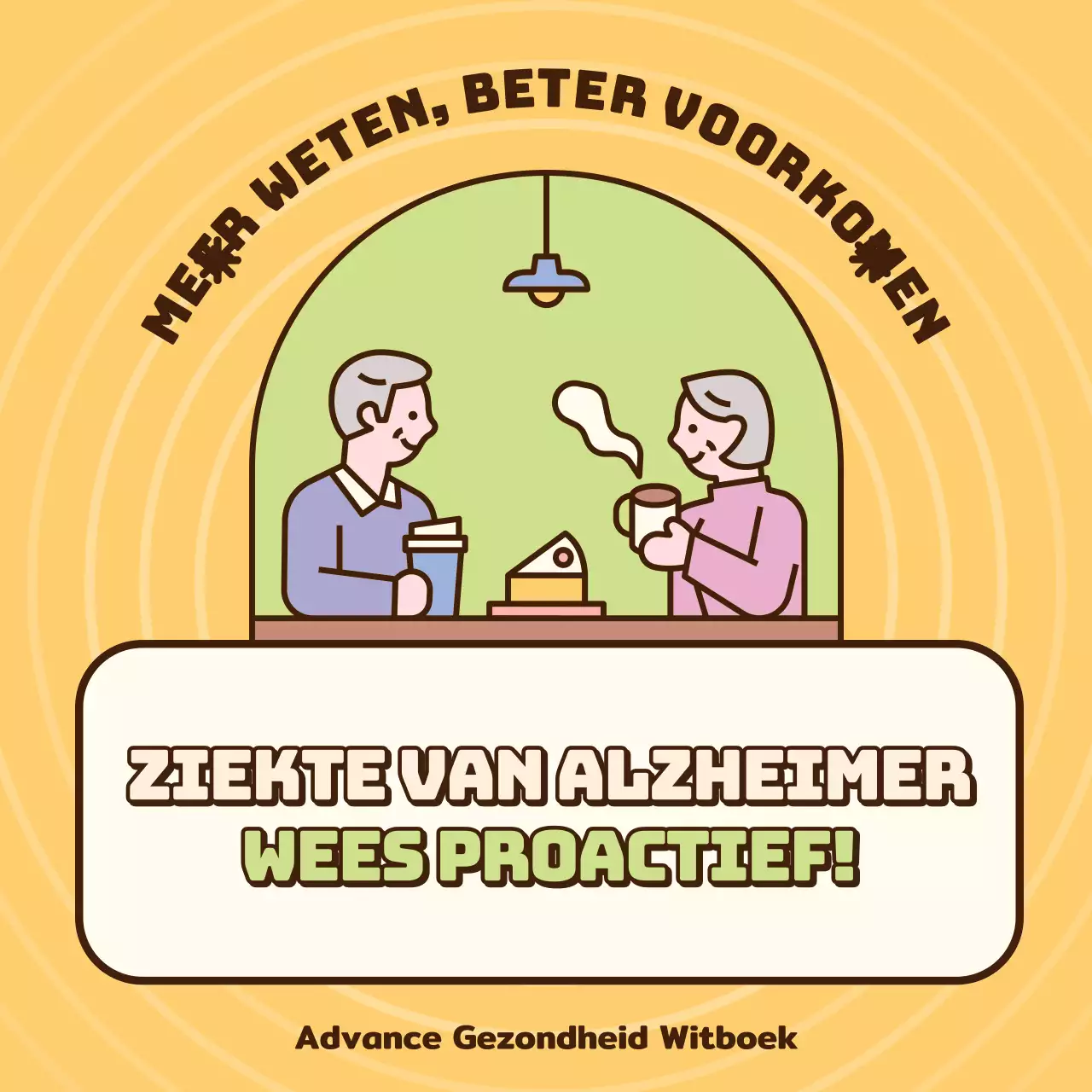 Gezondheidsinformatie voor oudere volwassenen met de ziekte van Alzheimer in geel chartreuse lichtblauw