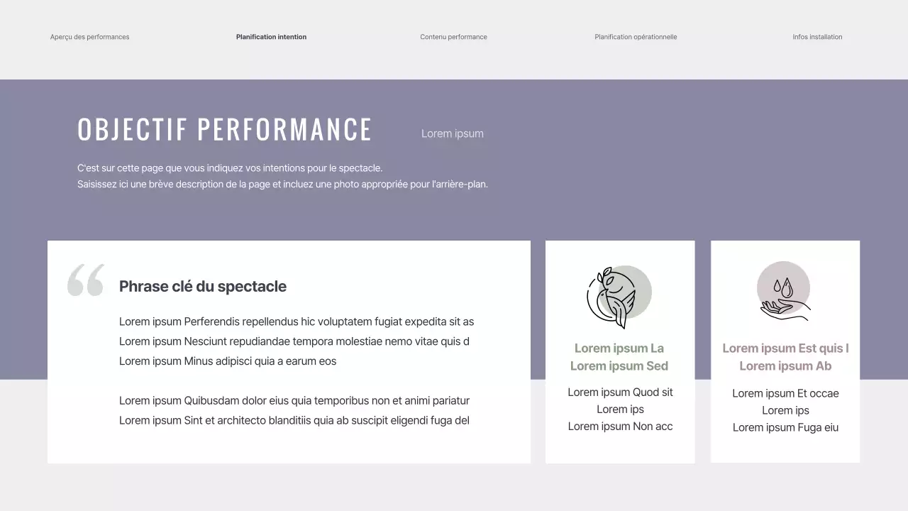 Un programme pour un récital de piano dans des pastels violets apaisants.