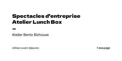 Boîte à bento simple et épurée, de type cadre, destinée à l'information et au service à la clientèle.