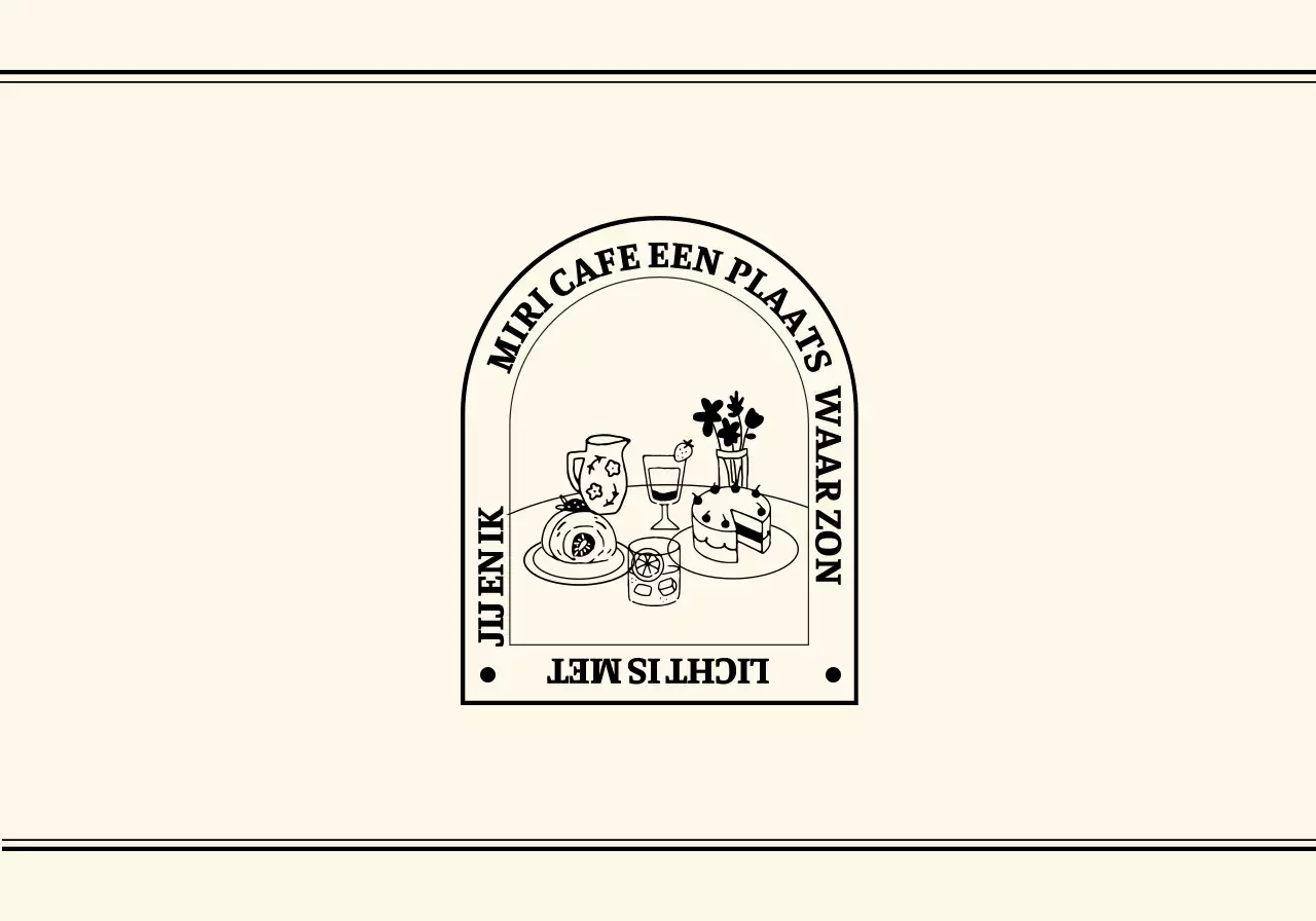 Concept café met emotionele en stijlvolle lijnillustraties in ivoor en zwart