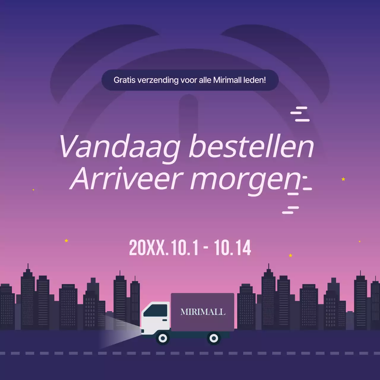 Promoot eenvoudige verzendinstructies in paars