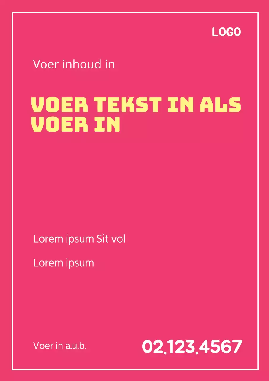 Een eenvoudig promotiestuk met warmroze tekst