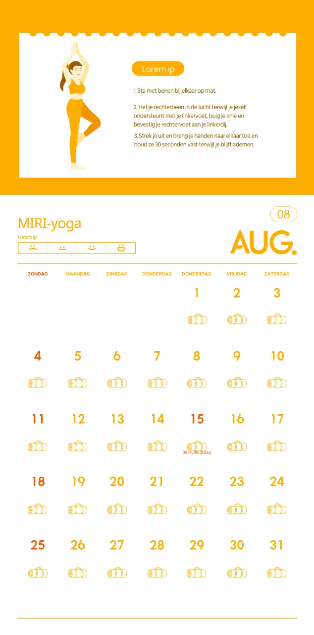 Oranje kalenders om weg te geven als je je yogastudio promoot