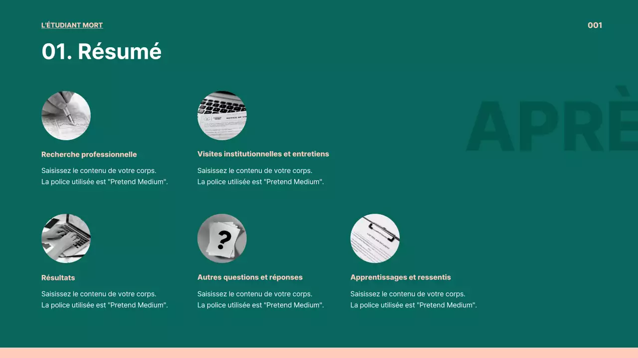 Présentation de l'emploi PO en vert et rose