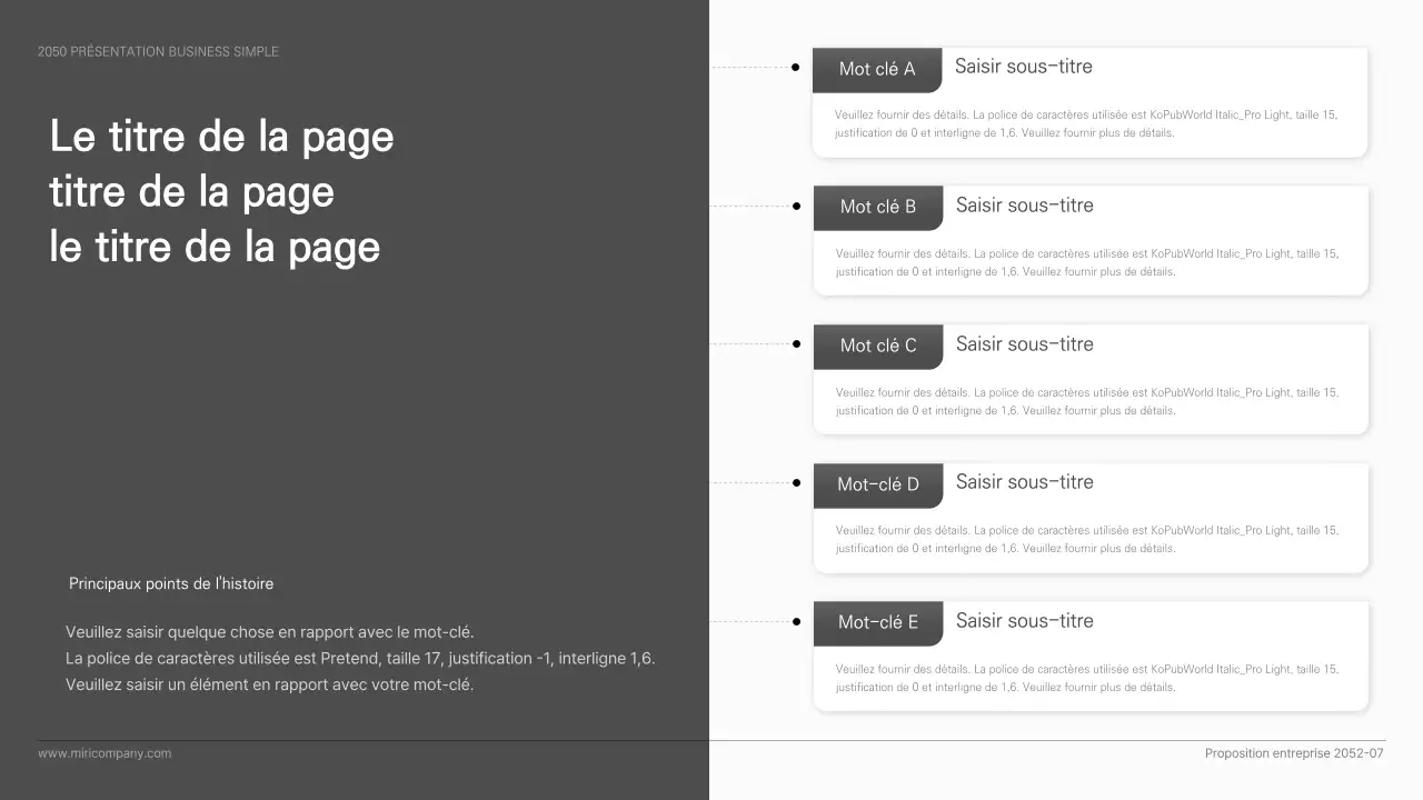 Présentation d'entreprise simple, de style basique, en noir et blanc