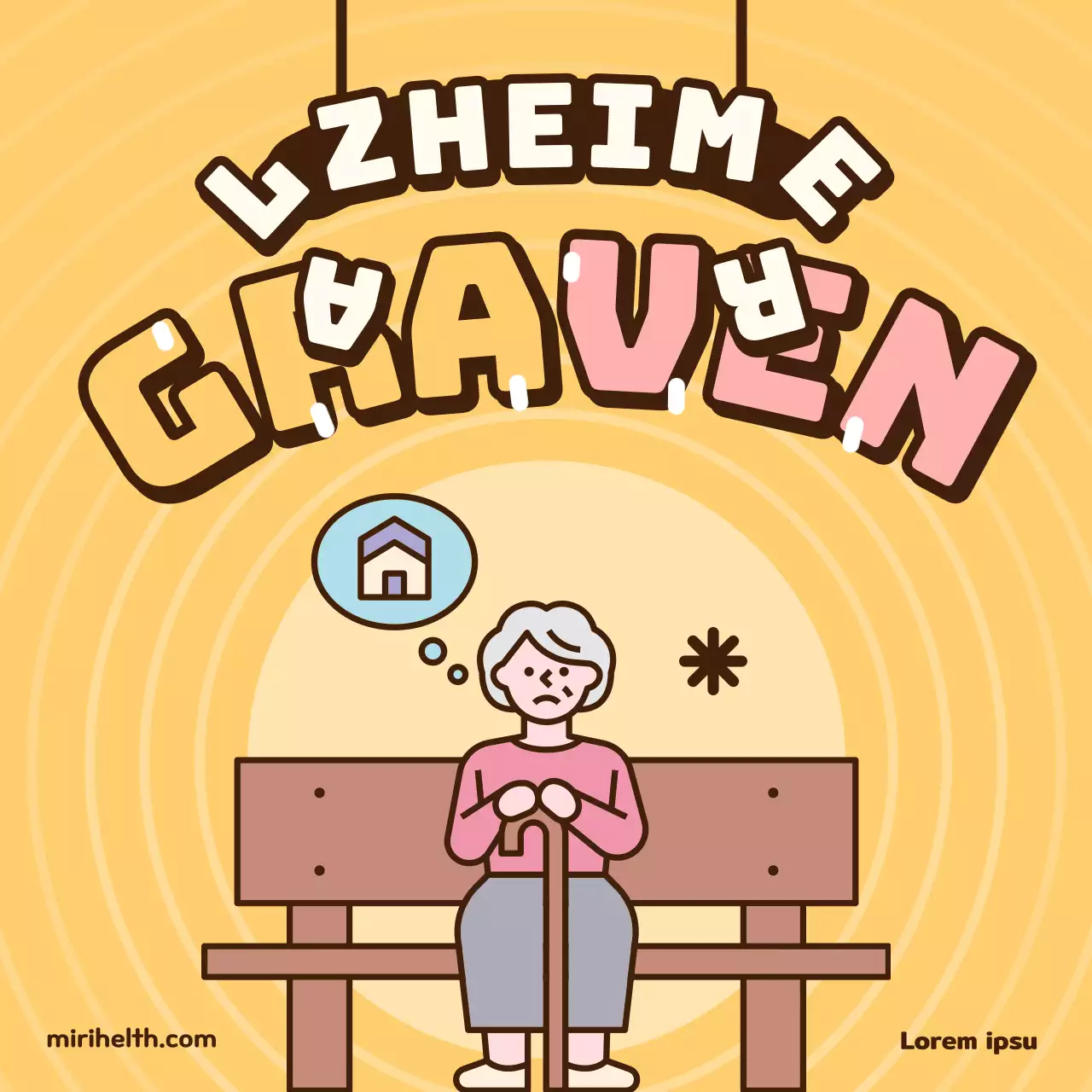 Gezondheidsinformatie voor oudere volwassenen met de ziekte van Alzheimer in geel chartreuse lichtblauw