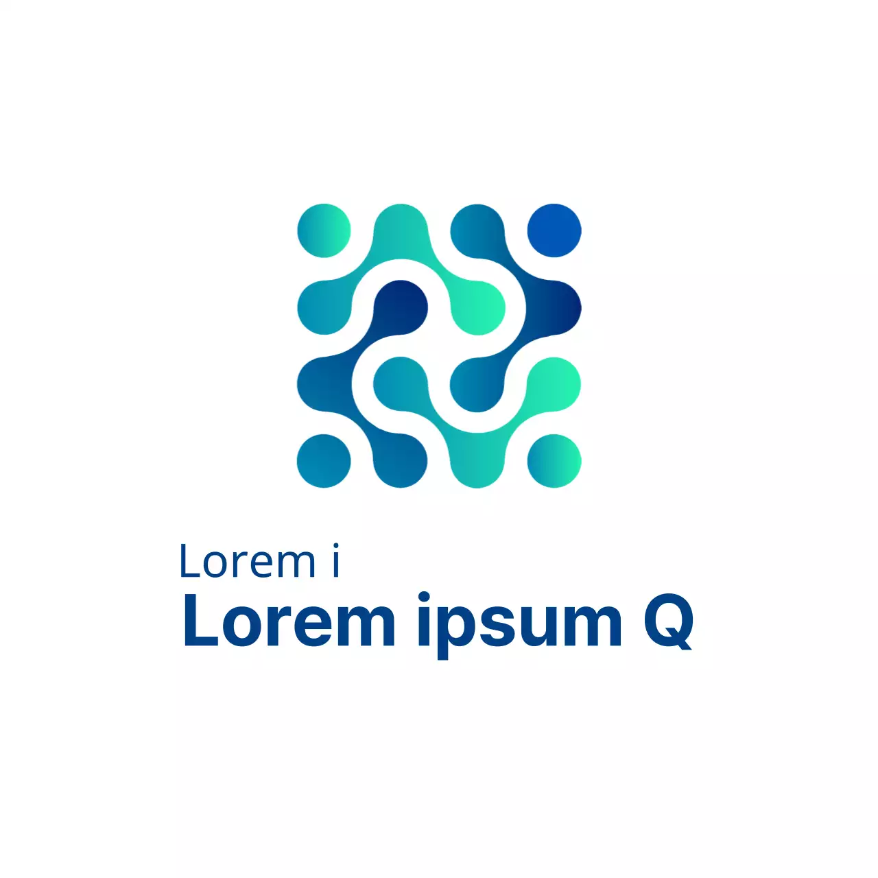 Bedrijfslogo in een marineblauw en turquoise kleurverloop