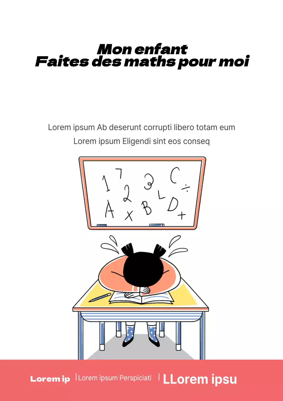 Promouvoir une école de mathématiques pour enfants à l'aide d'une illustration d'enfant rose en pleurs